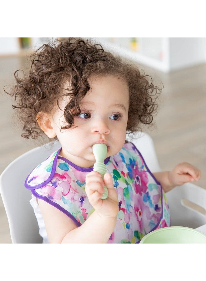 BUMKiNs Baby Utensil Set Silicone Trainer Spoons For Dipping Soft Tip Selffeeding Chew Baby Led Weaning First Year Training Supplies Essentials In Learning Eating 4 Mos 3Pk Blue And Green - Image 4