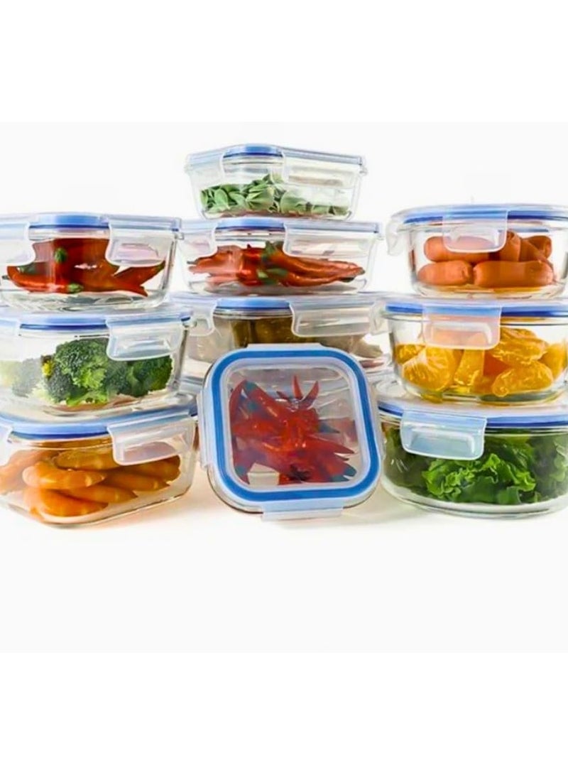 مجموعة من 3 صناديق تخزين طعام غير قابلة للكسر، خالية من BPA، حاويات تحضير الوجبات مع اغطية محكمة الغلق مانعة للتسرب، سهلة الاغلاق، حاويات غداء قابلة لاعادة الاستخدام للمطبخ والمنزل (ازرق، مربع) - Image 1