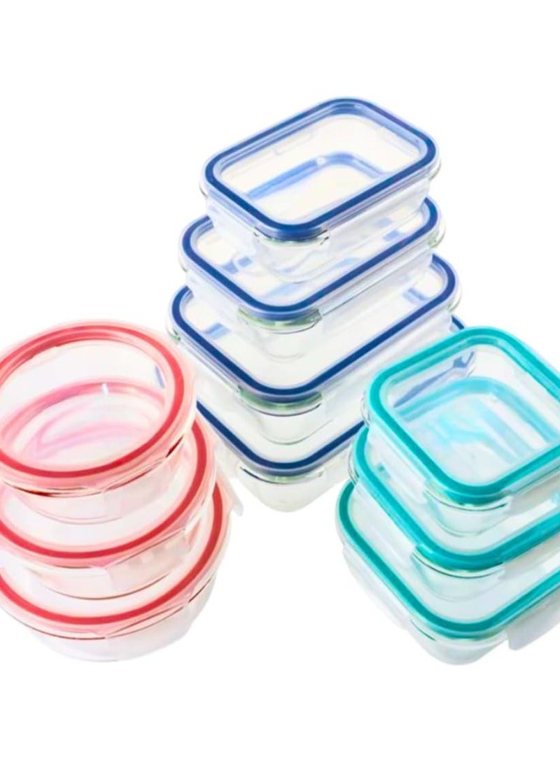 مجموعة من 3 صناديق تخزين طعام غير قابلة للكسر، خالية من BPA، حاويات تحضير الوجبات مع اغطية محكمة الغلق مانعة للتسرب، سهلة الاغلاق، حاويات غداء قابلة لاعادة الاستخدام للمطبخ والمنزل (ازرق، مربع) - Image 2