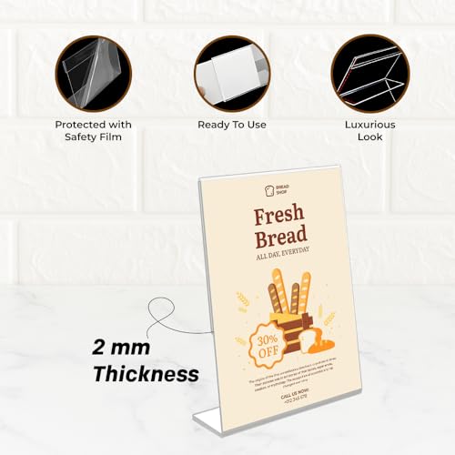 Printodelivery L-Shape Acrylic Price Tag Holder (4x6 Inch) – Premium Table Display Label, Price Tag Holder & Name Card Holder for Bakery Counters, Buffets, Shops, Restaurants, and Supermarkets (Pack of 10) - Image 4