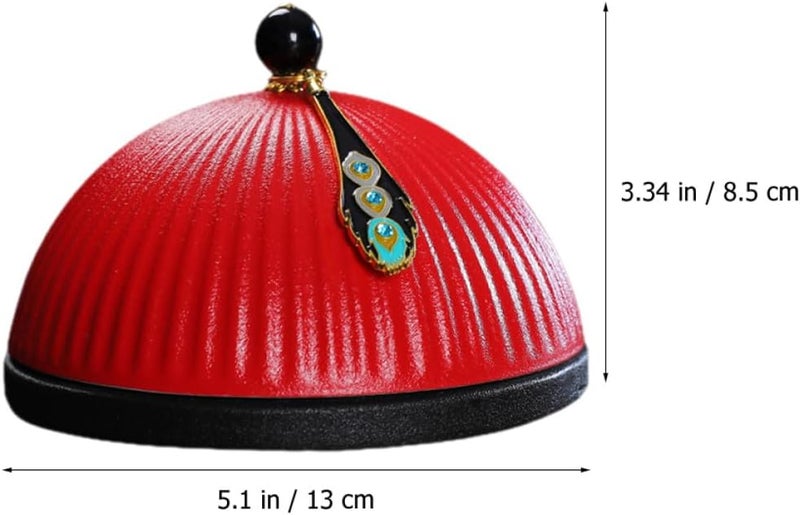 TOYANDONA Official Hat Decorative Ashtray with Lid, Red Ceramic Tobacco Ash Container for Home and Office, Windproof Cigarette Butt Holder, Creative Smoking Accessory - Image 2