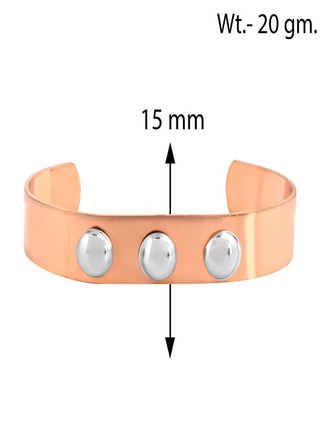 Memoir Pure Copper Steel Stud Broad Free size Kada Men Women (KDKL7782) - Image 4