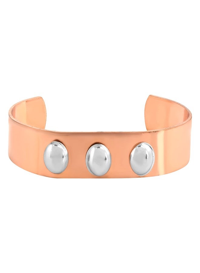 Memoir Pure Copper Steel Stud Broad Free size Kada Men Women (KDKL7782) - Image 2