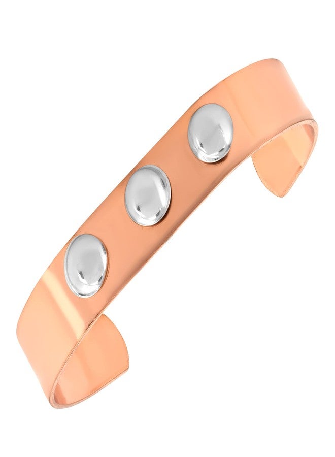 Memoir Pure Copper Steel Stud Broad Free size Kada Men Women (KDKL7782) - Image 1