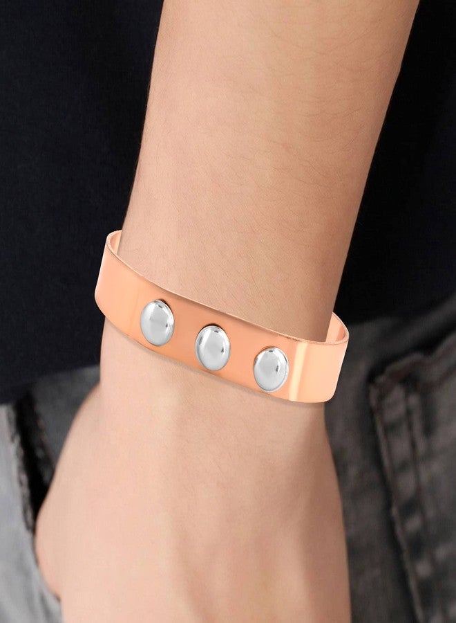 Memoir Pure Copper Steel Stud Broad Free size Kada Men Women (KDKL7782) - Image 5