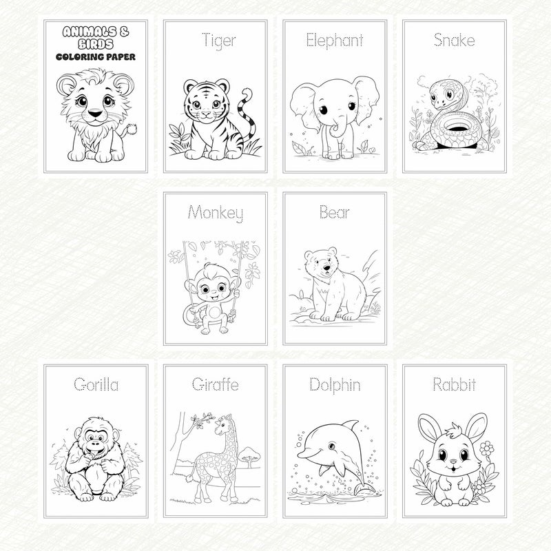PAPERO Kids Colouring Paper | A4 Size (21 x 29.7 cm) | 140 GSM | 20 Animals & Birds-Themed Sheets | Perfect for Kids Sketching & Art Projects - Image 4