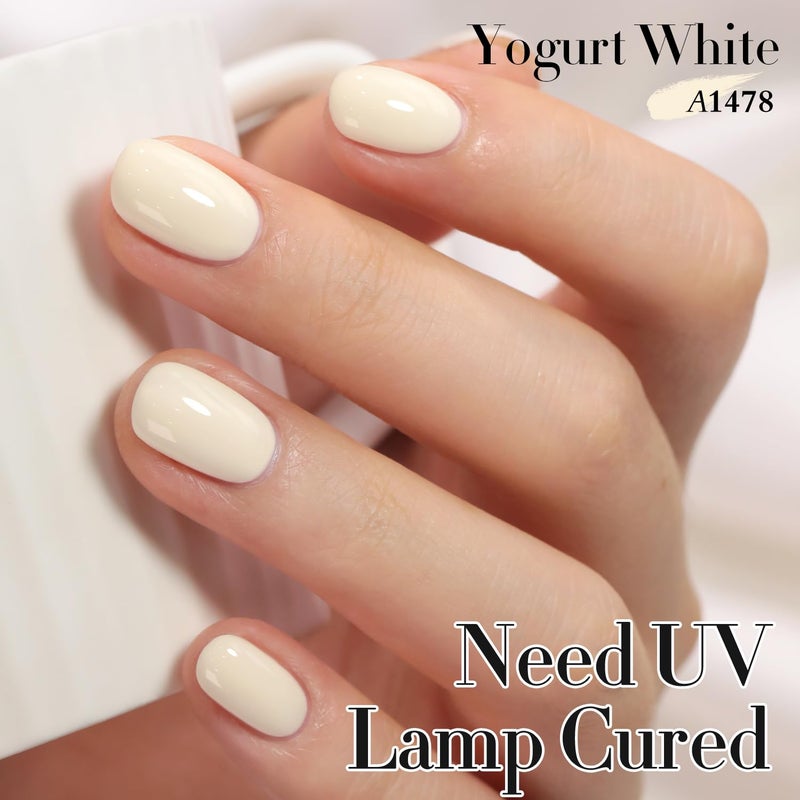 Double Rhythm 15ML Gel Polish Pure Sheer Same Color Same Bottle Soak Off Gel Polish Art Manicure Salon DIY at Home for Women (Beige White-A1478) - Image 3