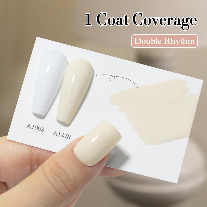 Double Rhythm 15ML Gel Polish Pure Sheer Same Color Same Bottle Soak Off Gel Polish Art Manicure Salon DIY at Home for Women (Beige White-A1478) - Image 4