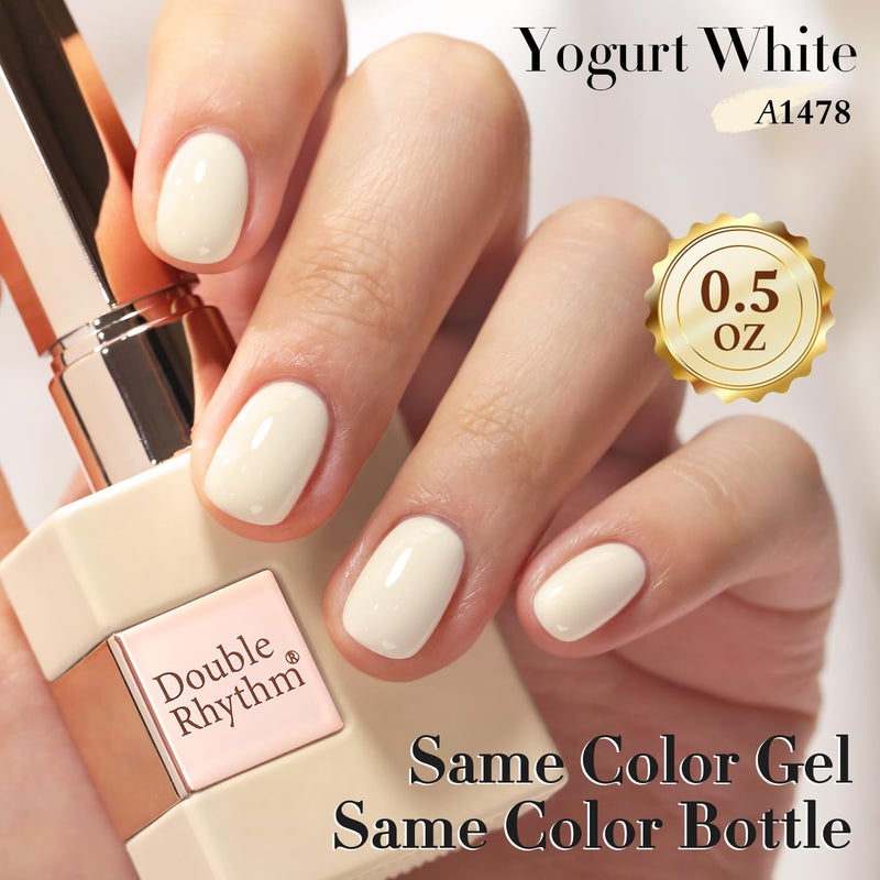 Double Rhythm 15ML Gel Polish Pure Sheer Same Color Same Bottle Soak Off Gel Polish Art Manicure Salon DIY at Home for Women (Beige White-A1478) - Image 2