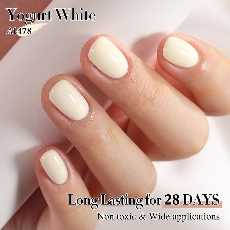 Double Rhythm 15ML Gel Polish Pure Sheer Same Color Same Bottle Soak Off Gel Polish Art Manicure Salon DIY at Home for Women (Beige White-A1478) - Image 5