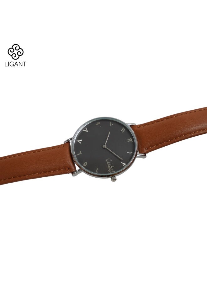 LIGANT Luxury Men's Watch with Brown Leather Strap - Stylish and Modern Design - Classic Wristwatch for Business & Casual Wear - Image 4