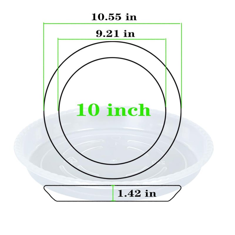 OVZILKI Plant Saucer 2 Pack of 10 inch, Clear Plastic Flower Plant Pot Saucer, Heavy Duty Plant Drip Trays Saucers for Indoor, Plant Water Tray for Planters - Image 2