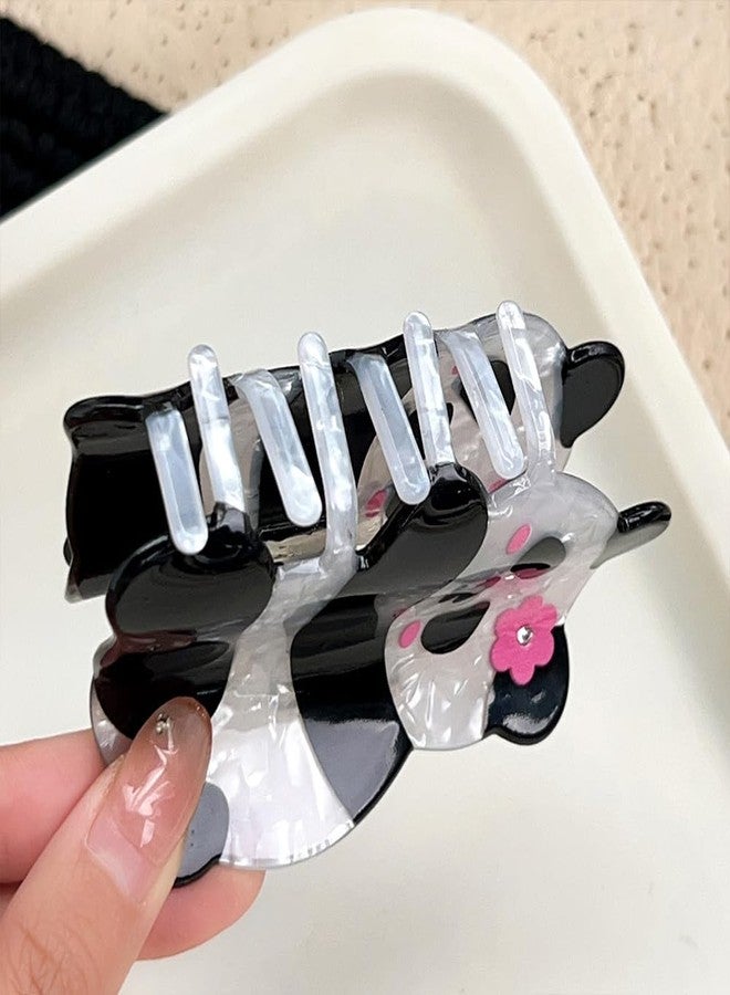 Ynxee Panda Shape Hair Claw Clip White and Black Animal Non-Slip Hair Accessories for Medium Hair Women Girls, Pink Flower Panda - Image 2