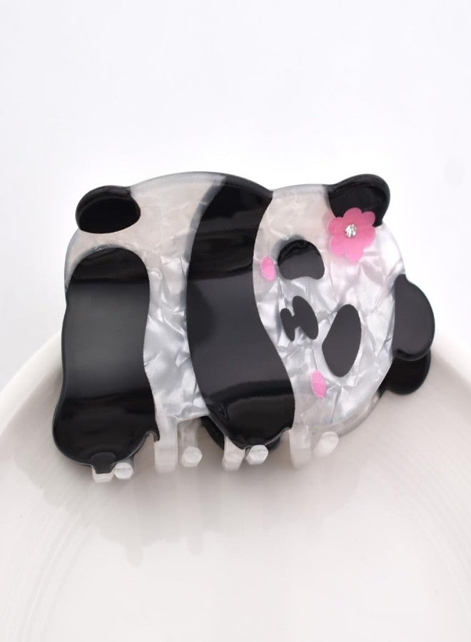 Ynxee Panda Shape Hair Claw Clip White and Black Animal Non-Slip Hair Accessories for Medium Hair Women Girls, Pink Flower Panda - Image 5