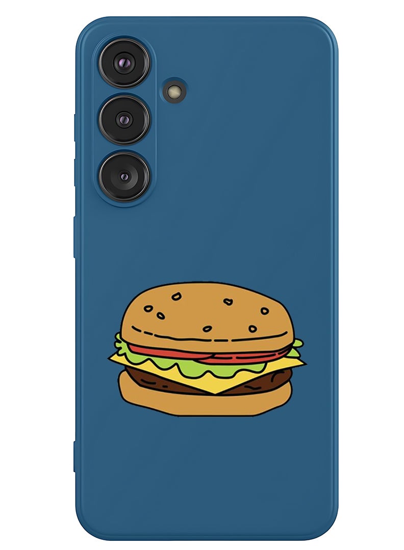 Theodor Protective Slim Fit Case Liquid Silicone Cover with Full Body Protection Anti-Scratch Shockproof Case For Samsung Galaxy S25 (Blue) - Burger  - Image 1