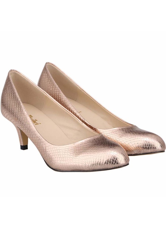 Loquat Low-Vamp Stiletto Heels 6~8 cm Copper  - Image 2