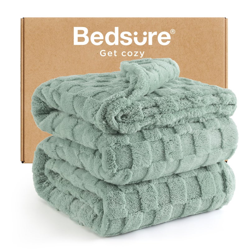 Bedsure GentleSoft Full Size Blankets for Bed - Super Soft Cozy Fleece Spring Blanket for Kids Girls, Large Fuzzy Throws for Bedroom Decor,Sage Green, 84x90 Inches - Image 1