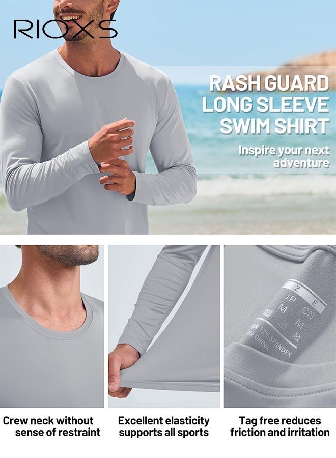 ريوكس قمصان واقية من الشمس للرجال UPF 50+، قمصان شمسية طويلة الأكمام للرجال، قمصان خفيفة الوزن سريعة الجفاف ومقاومة للرطوبة للصيد والتمارين الرياضية والمشي لمسافات طويلة والجري وركوب الدراجات، رمادي فاتح - Image 4