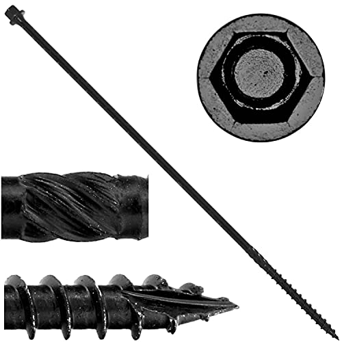 Jake Sales #14 X 14 Heavy Duty Black Timber/Log/Landscaping Wood Screws - Exterior Coated Heavy Duty Screws (50 Count - Heavy Duty Black Log Wood Screws) - Image 1