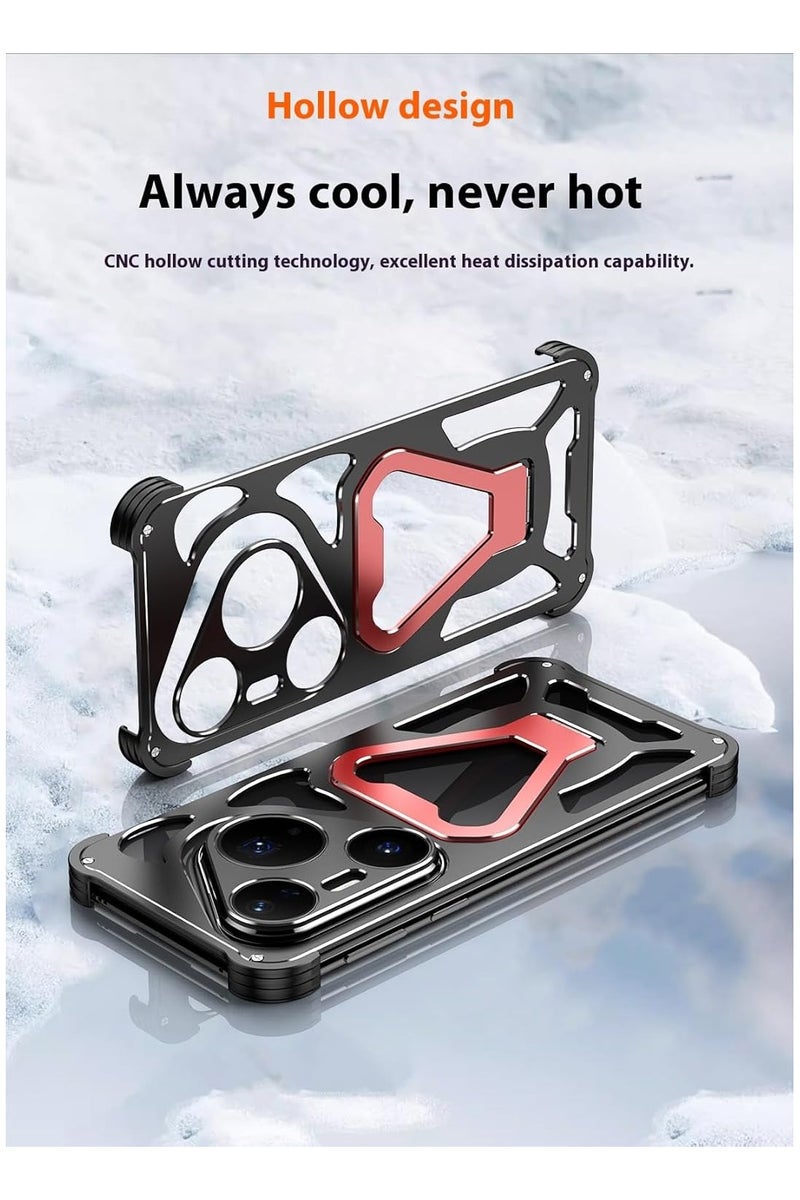 general Metal shell compatible with Huawei Pura 80 Pro Plus, built-in 360° rotatable ring stand, aluminium frame heat dissipation protective shell - Image 4