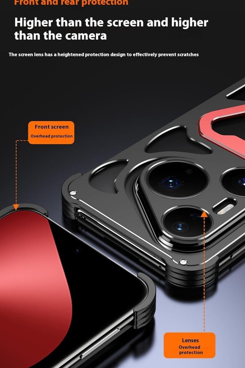 general Metal shell compatible with Huawei Pura 80 Pro Plus, built-in 360° rotatable ring stand, aluminium frame heat dissipation protective shell - Image 5