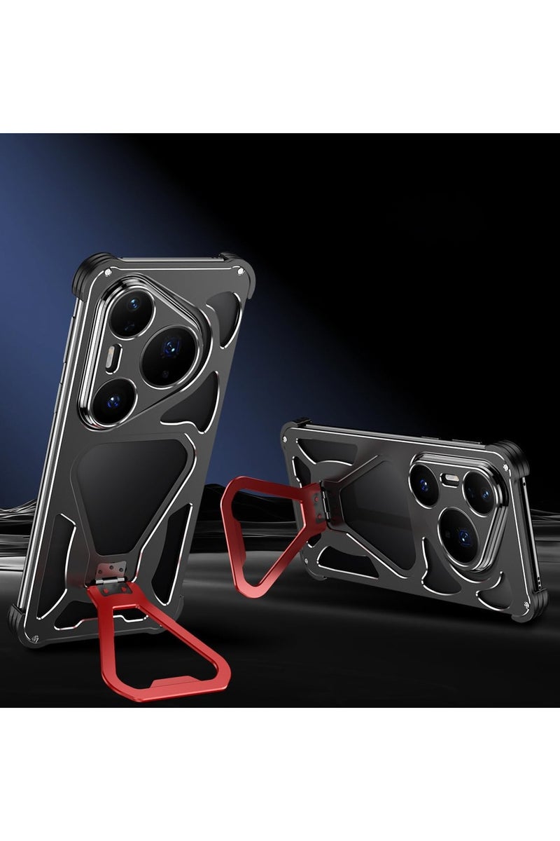 general Metal shell compatible with Huawei Pura 80 Pro Plus, built-in 360° rotatable ring stand, aluminium frame heat dissipation protective shell - Image 1