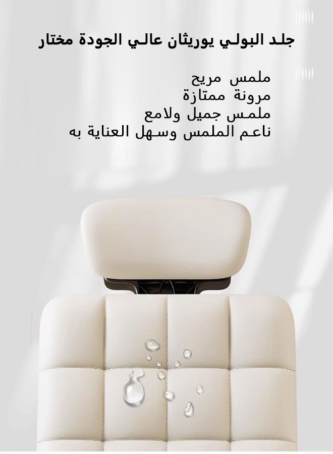 Premium PU Leather Executive Office Chair - Ergonomic High Back Adjustable Chair with Headrest, Padded Arms & Silent 360° Wheels for Home Office, Gaming & Corporate Desk (White)