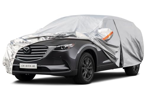 Kayme 6 Layers SUV Car Cover Custom Fit for Mazda CX9CX90CX 9CX 90 20062025 Waterproof All Weather for Automobiles Outdoor Full Cover Rain Sun UV ProtectionSilver