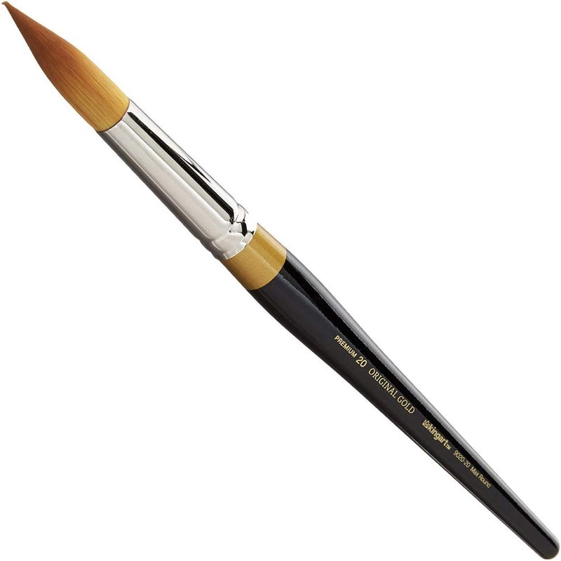 KINGART Premium Original Gold 9020-20 Ultra Round Series Artist Brush, Golden Taklon Synthetic Hair, Short Handle, for Acrylic, Watercolor, Oil and Gouache Painting, Size 20 - Image 2