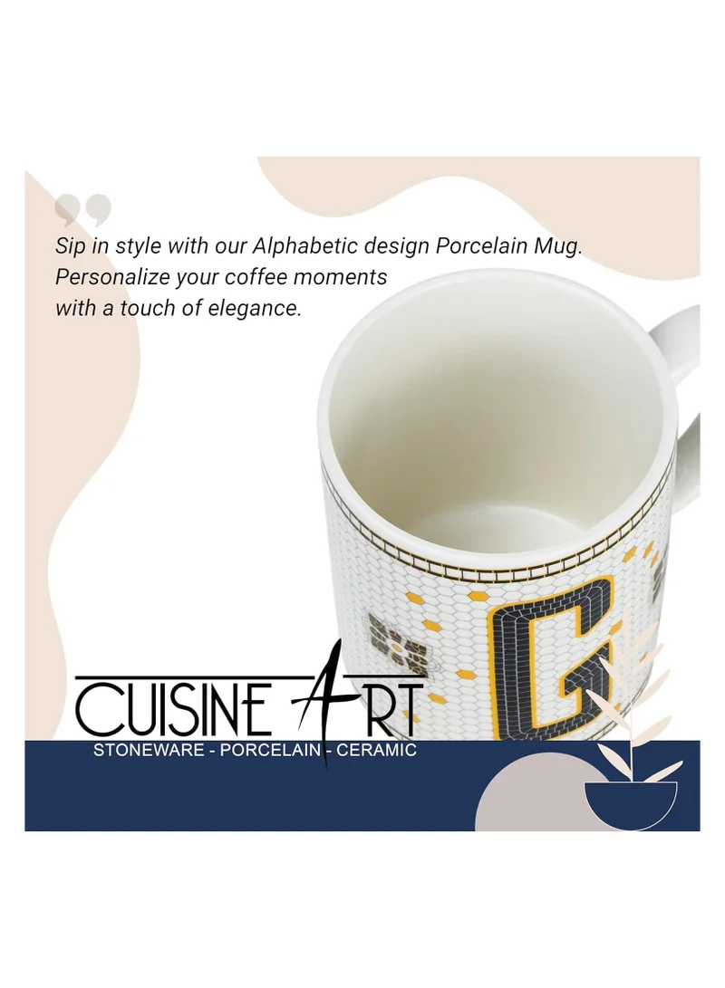 Cuisine Art Cuisine Art Letter G Printed Porcelain Ceramic Tea Coffee Mug 300ml - Stylish and Durable Mug for Hot Beverages