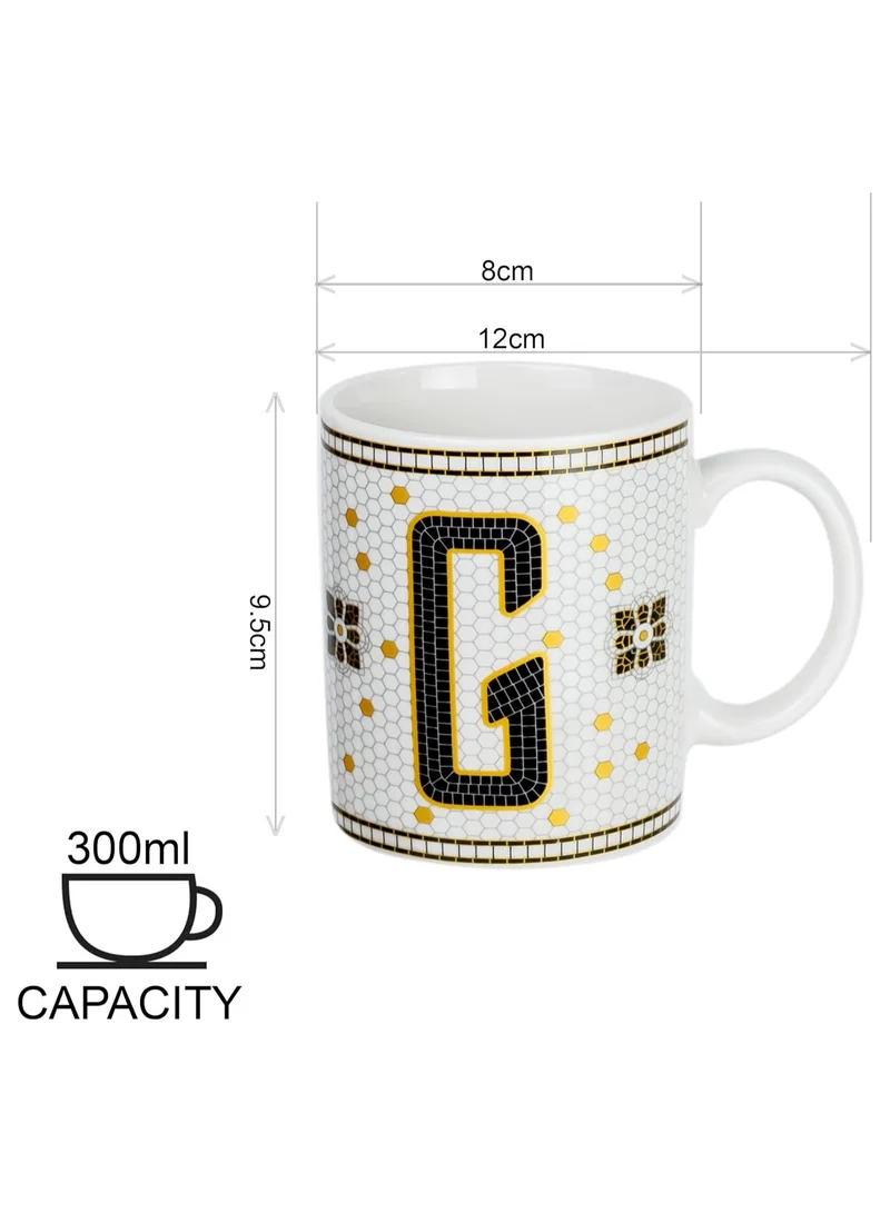 Cuisine Art Cuisine Art Letter G Printed Porcelain Ceramic Tea Coffee Mug 300ml - Stylish and Durable Mug for Hot Beverages