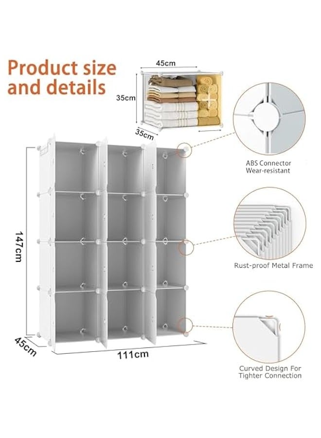 MIXDE 12-Cube Storage Cabinet Closet Portable Wardrobe Combination Armoire With Shelf For Space Saving - Image 3