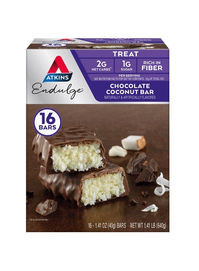 Atkins Atkins Endulge Chocolate Coconut Bar, Dessert Favorite, High in Fiber, 1g Sugar, 16 Count  - Image 1