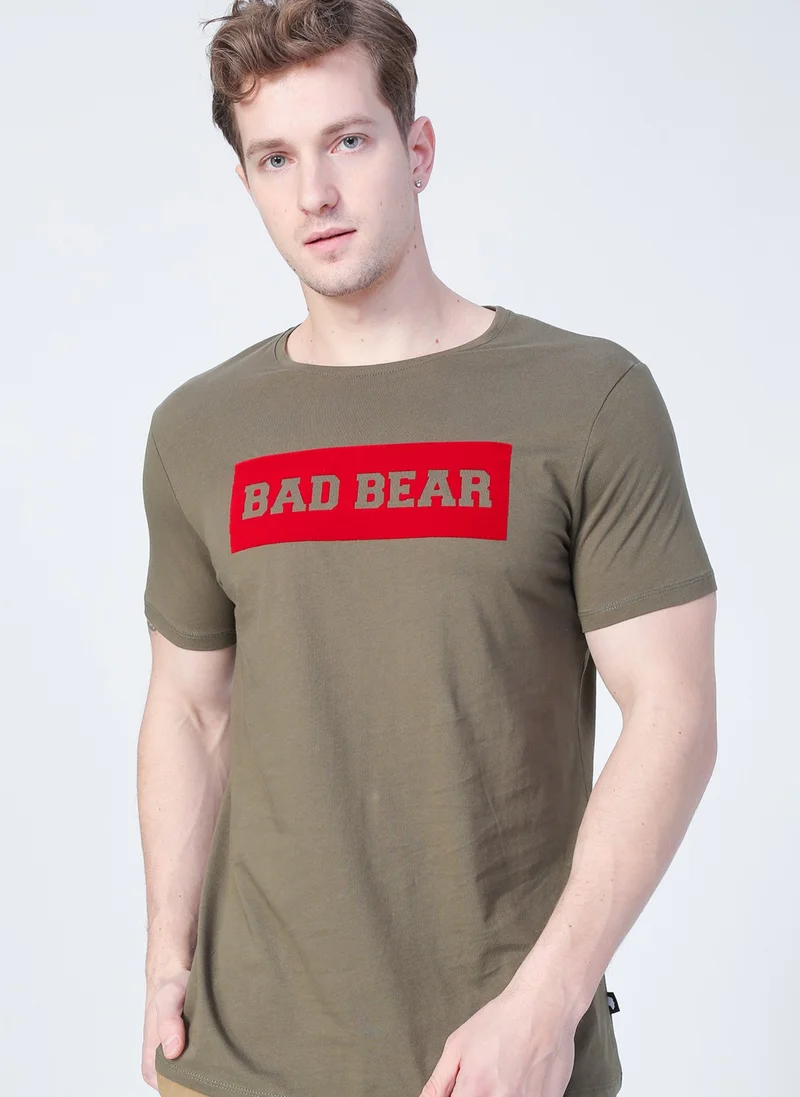 Bad Bear 22.01.07.013_Flog O Neck Regular Fit Printed Khaki Men's T-Shirt