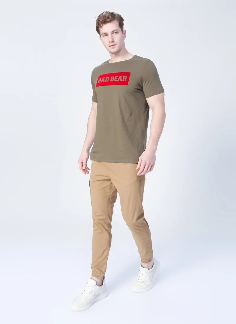 Bad Bear 22.01.07.013_Flog O Neck Regular Fit Printed Khaki Men's T-Shirt