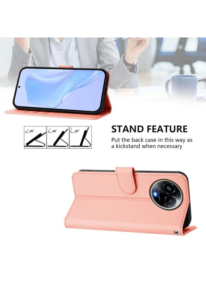 اس-توب جراب لهاتف Realme 11 5G Global Skin Feel جراب هاتف من الجلد بلون سادة مع حبل - Image 3