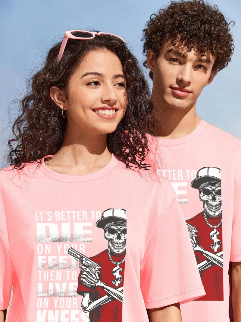 DogFish Lover Couple Combination T-Shirt-Shorts Die Printed Oversize Pink