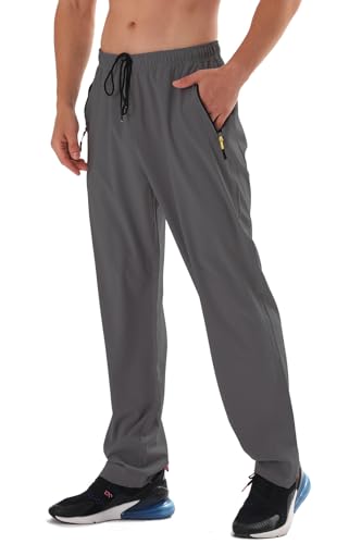 AIRIKE Athletic Pants Men Water Resistant Quick Dry Polyester Hiking Running Warm Up Sweatpants with Zipper Pockets - Image 1