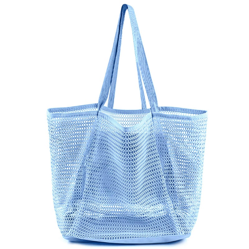 HOHOM Beach Bags for Women, Summer Travel Mesh Tote Bag with Large Inner Pocket, Sandproof Woven Shoulder Handbag Swim Pool Bag, Suit for Family Vacation Essentials - Image 1
