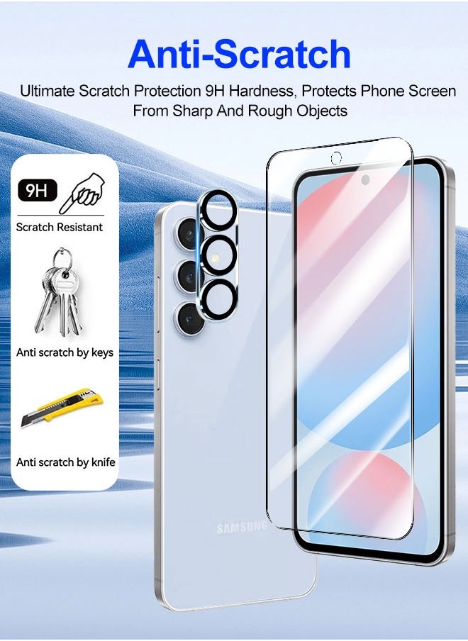 [3+3 Pack] 9H Tempered Glass Screen Protector for Samsung Galaxy S24 FE 5G, with Installation Alignment Frame Support Fingerprint Unlock Anti-Scratch Film Screen Protector