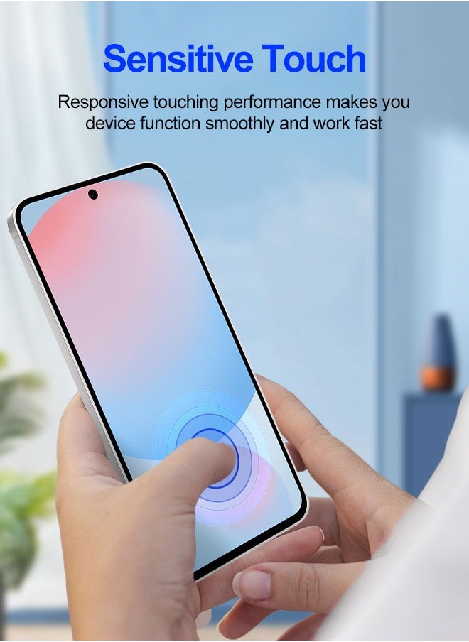 [3+3 Pack] 9H Tempered Glass Screen Protector for Samsung Galaxy S24 FE 5G, with Installation Alignment Frame Support Fingerprint Unlock Anti-Scratch Film Screen Protector
