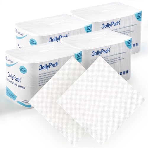 JollyPack 2000 Count White Beverage Napkins 1Ply 49 x 49 Folded Bulk Cocktail Napkins Paper Lunch Paper for Restaurants Bar and Party 98 x 98 Unfolded - Image 2