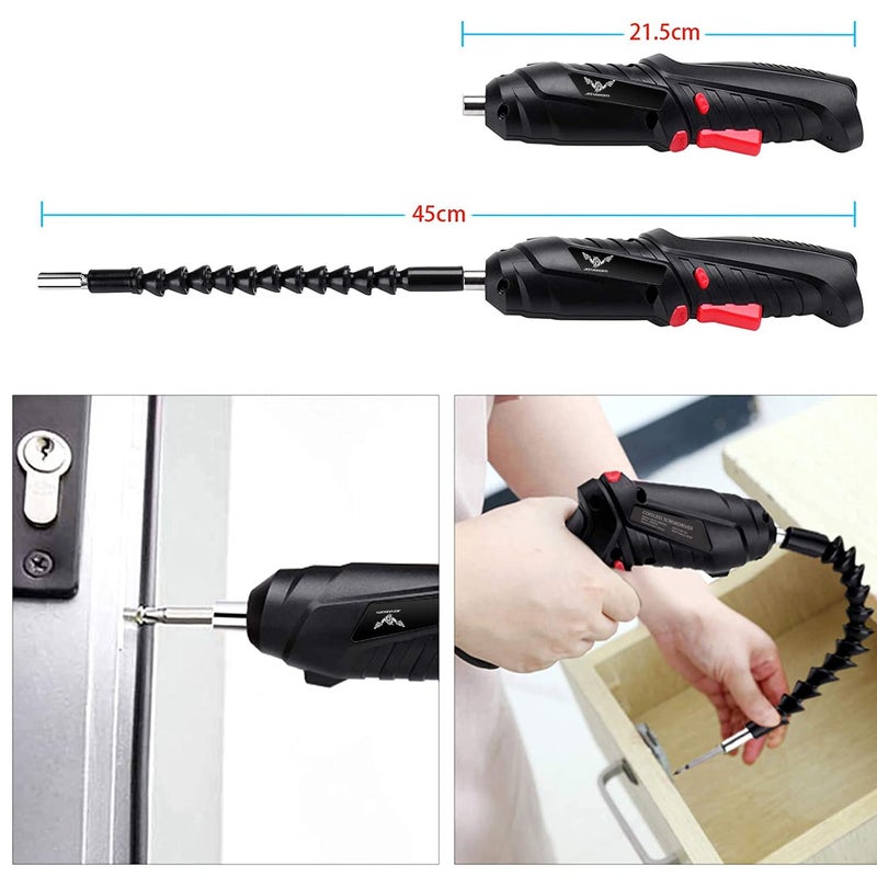 JENABOM Electric Screwdriver, 3.6V Cordless, 44pcs Screwdriver Bit Set, Front LED Light, Flexible Shaft, Micro USB, Carrying Case, Ideal for Home Improvement & Furniture Assembly - Image 5