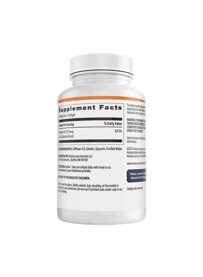 Generic Amazon Basics - Vitamin D3, 125 mcg, 60 Softgels (1 per serving), Gluten Free  - Image 2