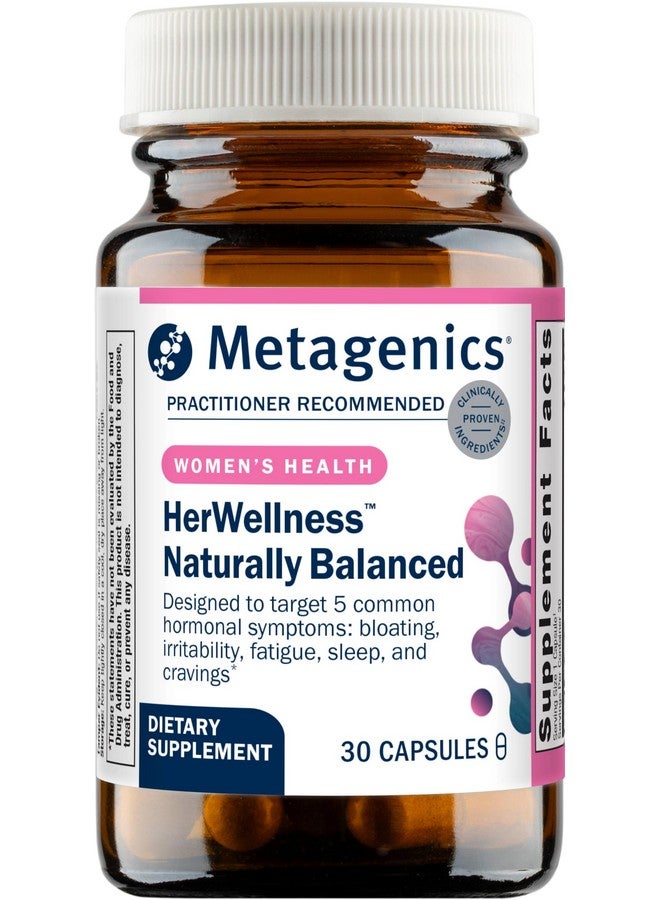 Metagenics HerWellness Naturally Balanced - Hormone Support Supplement* - Aids Sleep, Bloating, Fatigue & More* - Contains Saffron, Licorice Root & Vitamin B6-30 Capsules - Image 1