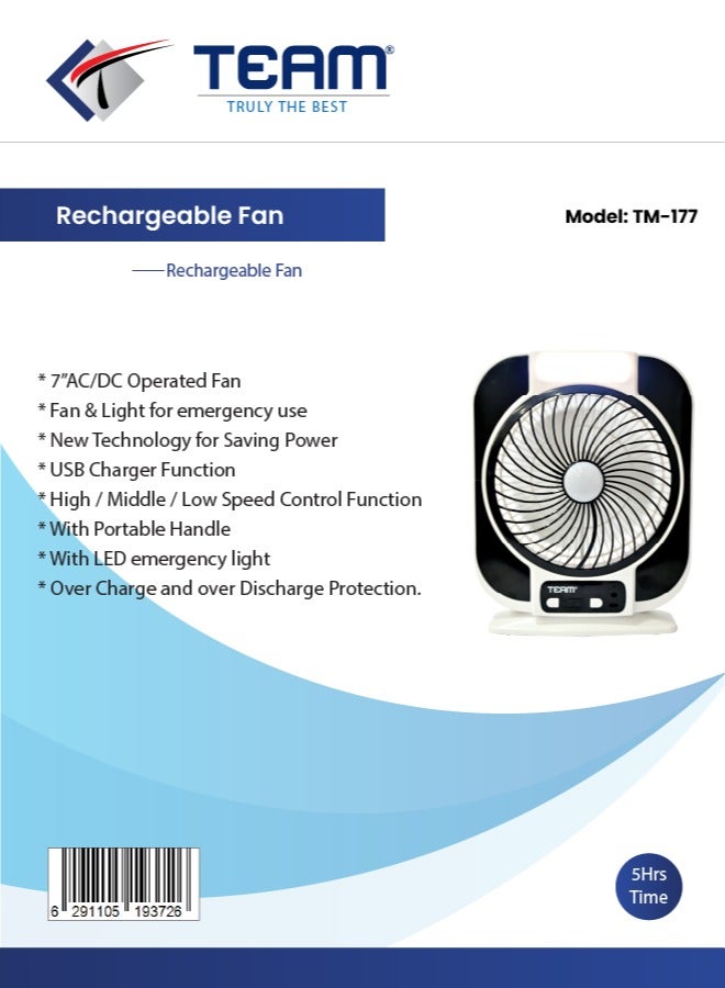 TEAM Rechargeable Fan | Long-Lasting Fan | Multifunctional | Compact Portable Fan. - Image 4