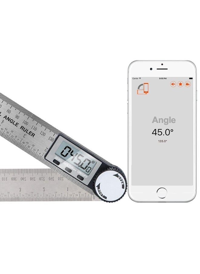 LumsAura Digital Protractor with LCD Display and Locking Function, Electronic Bevelled Angle Ruler 200 mm (One-Sided) Stainless Steel for Woodwork, Homework, Craftsmen  - Image 4