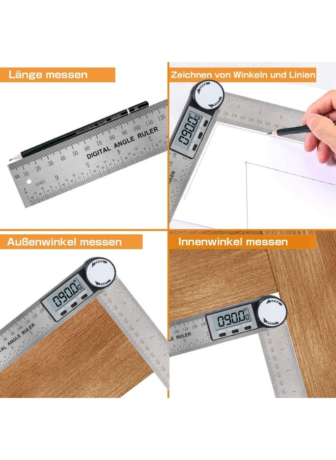 LumsAura Digital Protractor with LCD Display and Locking Function, Electronic Bevelled Angle Ruler 200 mm (One-Sided) Stainless Steel for Woodwork, Homework, Craftsmen  - Image 5