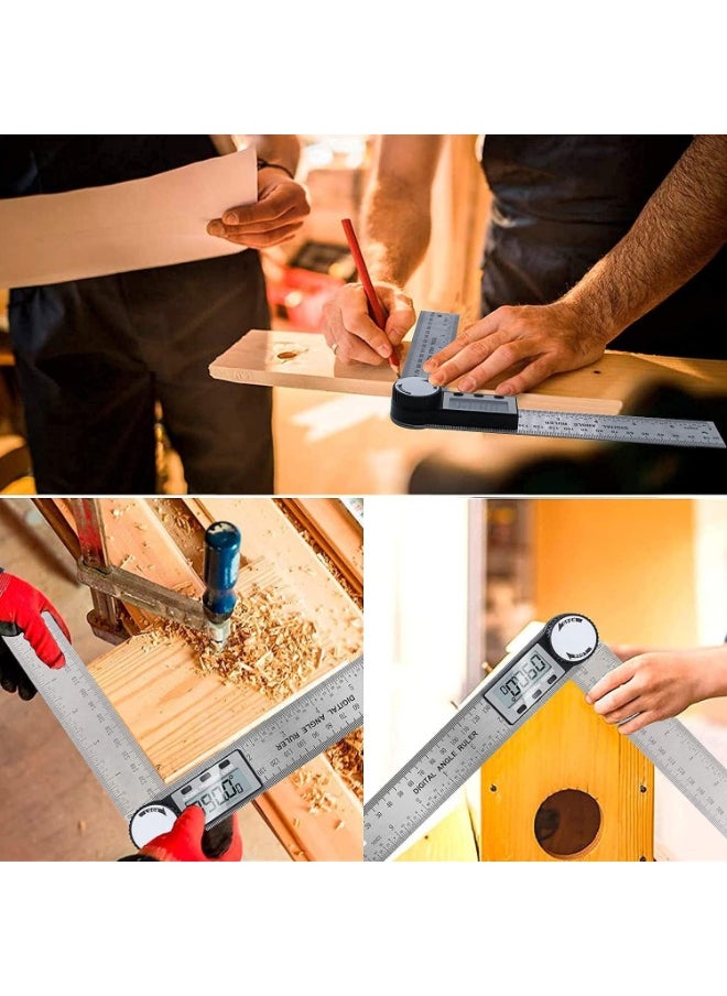 LumsAura - Digital Protractor with LCD Display and Locking Function, Electronic Bevelled Angle Ruler 200 mm (One-Sided) Stainless Steel for Woodwork, Homework, Craftsmen - Image 1
