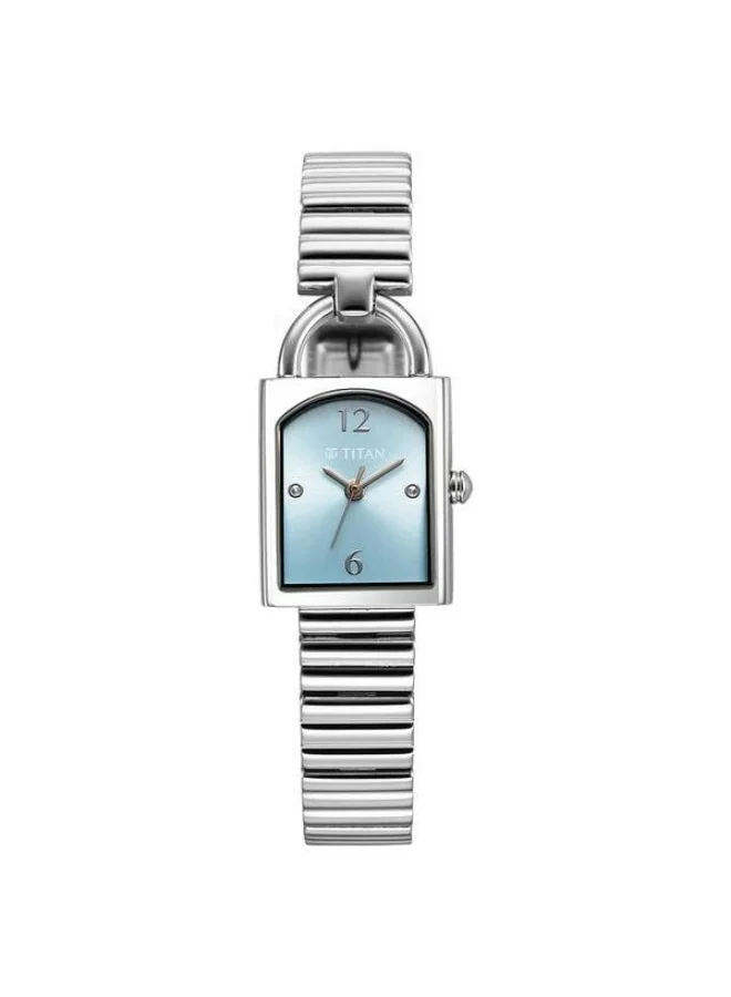 TITAN Metro Quartz Analog Blue Dial Silver Stainless Steel Strap Watch for Women - 95303SM01
